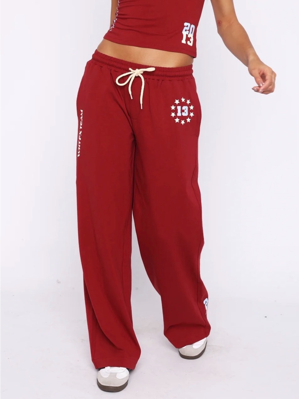 NWT White Fox Boutique Burgundy Athletic Track Pants / Joggers - XL